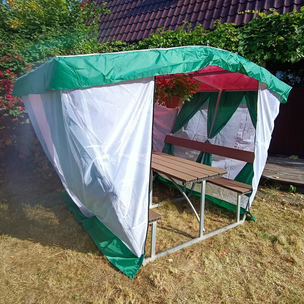 Беседка Тюльпан с обшивкой спинки (2 метра). Мангал в подарок! - фото2