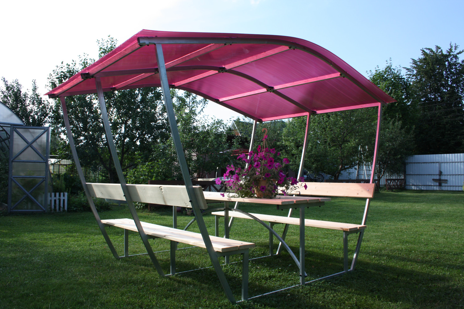 Беседка Тюльпан с обшивкой спинки (2 метра). Мангал в подарок! фото-6